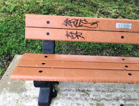 Vandalised bench